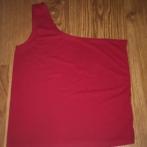 One sleeve red crop top